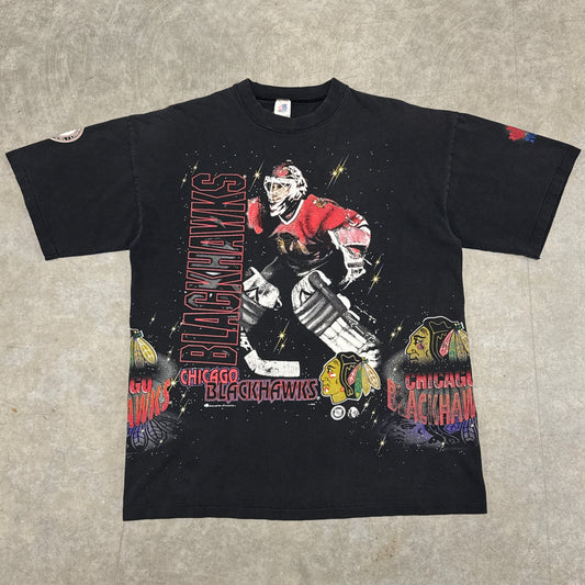 (XL) 90s Chicago Blackhawks Bulletin All Over Print Shirt
