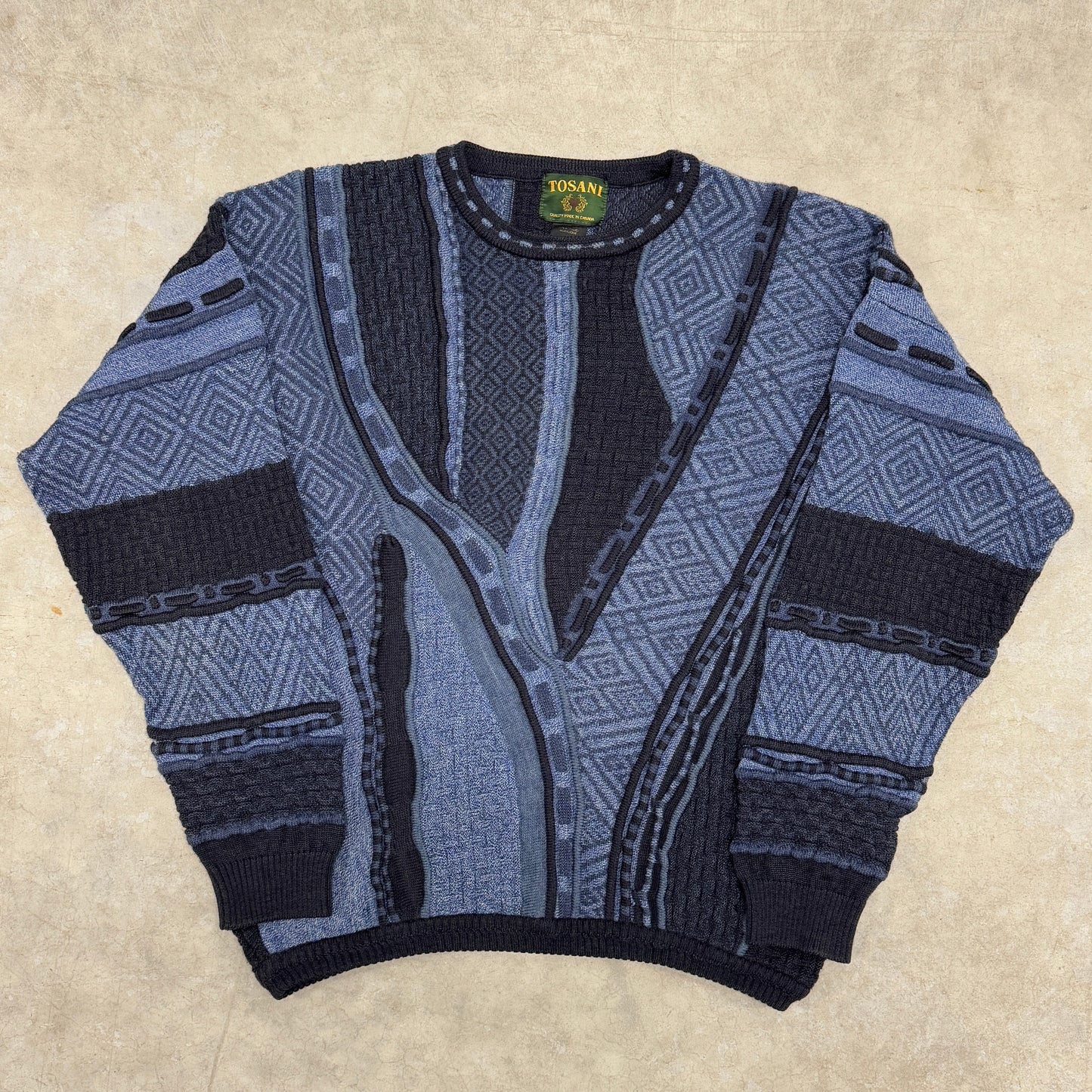 (2XL) 90s Tosani 3D Knit Coogi Style