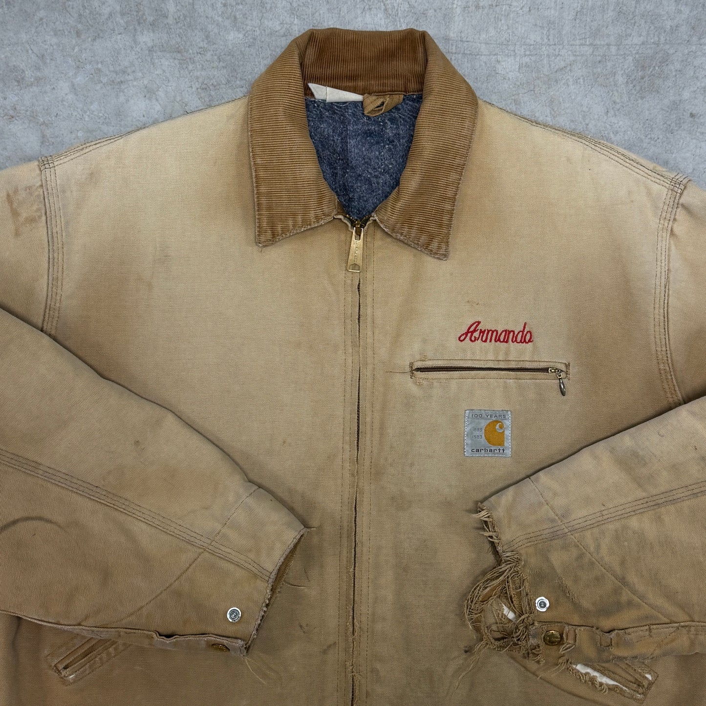 (L) 1989 Carhartt Detroit Jacket 100 Year