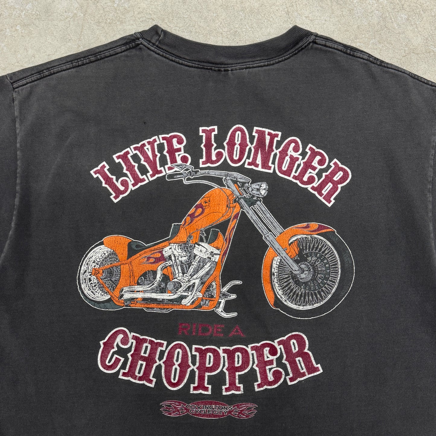 (M) Vintage Live Longer Ride A Chopper Shirt Fader