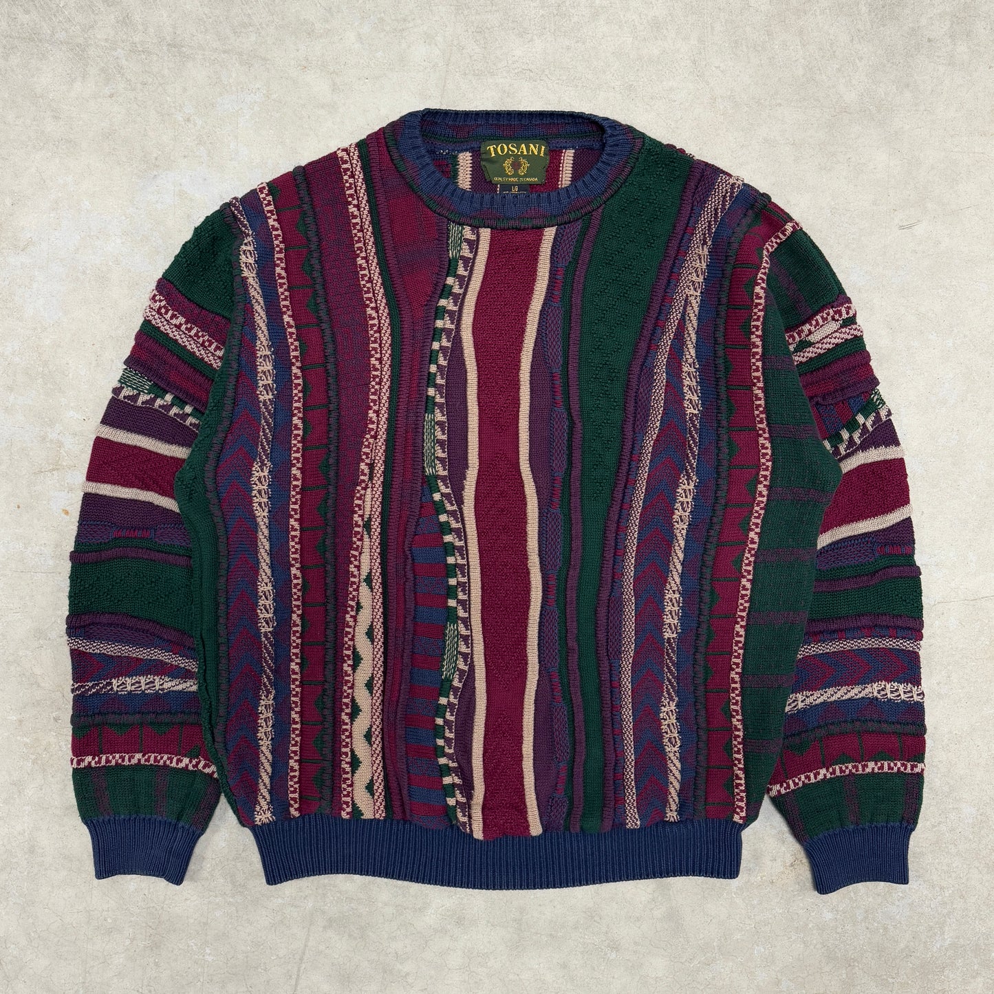 (L) 90s Tosani 3D Knit Coogi Style