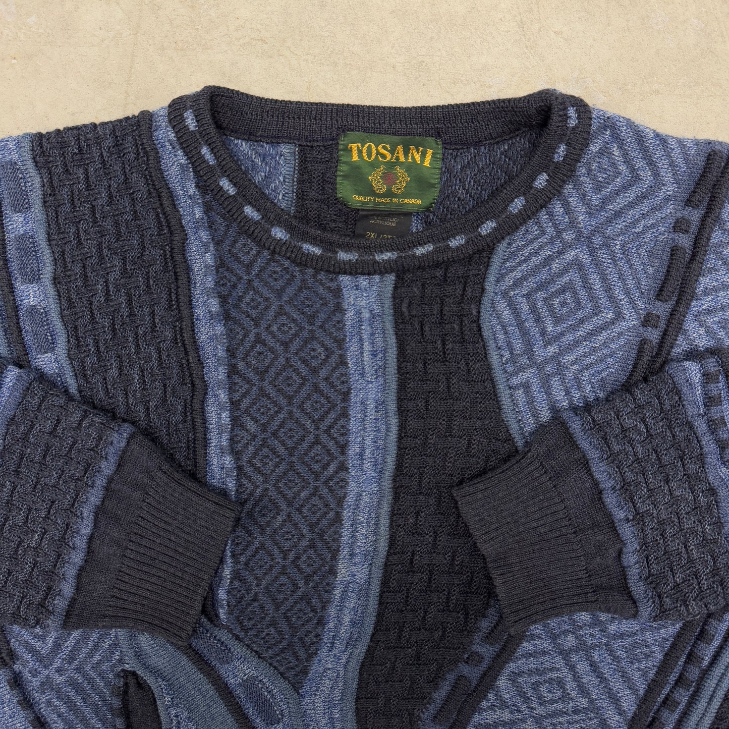 (2XL) 90s Tosani 3D Knit Coogi Style