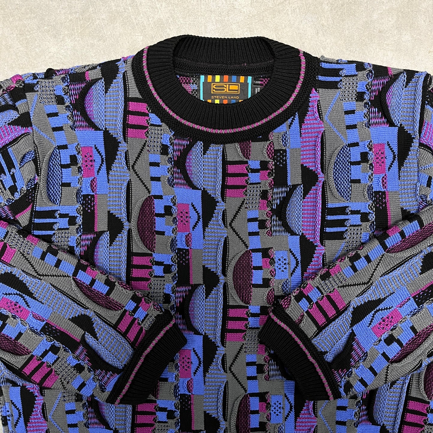 (L) 90s Steven Land Coogi Style Knit