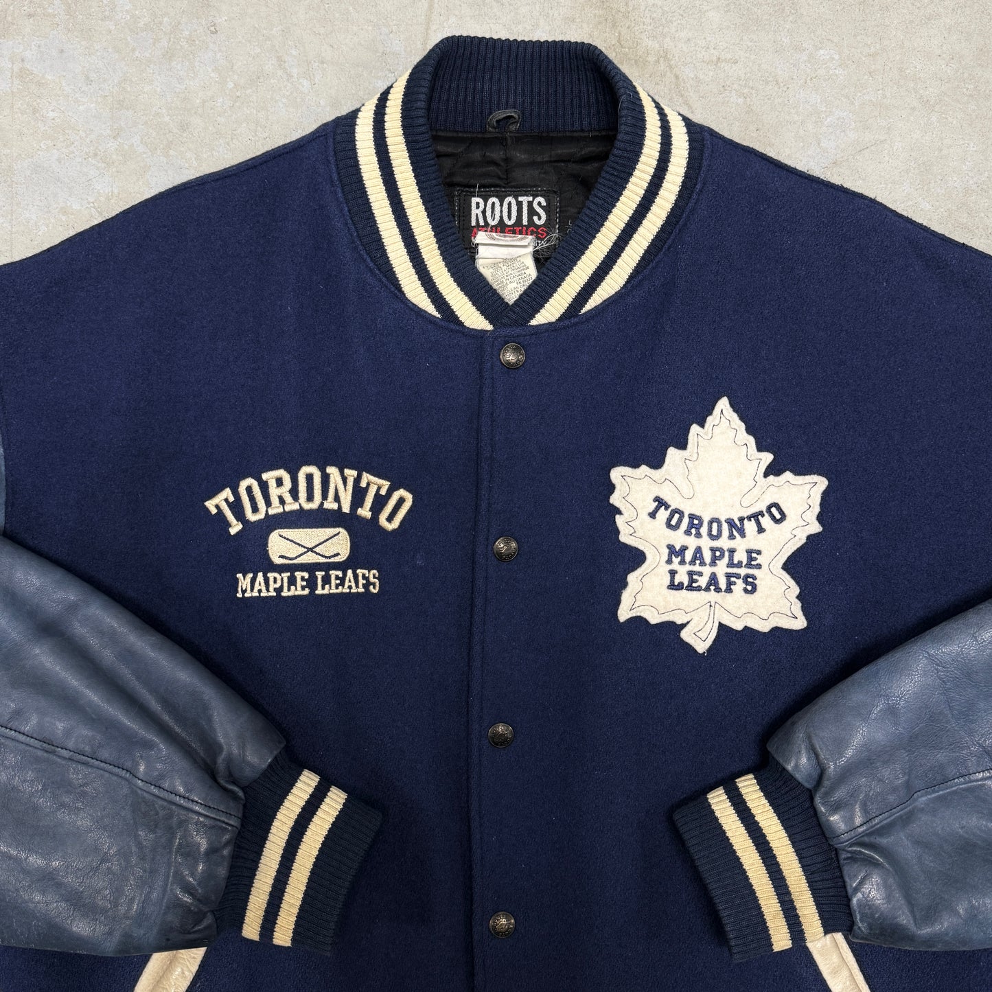 (L) Vintage Toronto Maple Leafs Roots Varsity Jacket