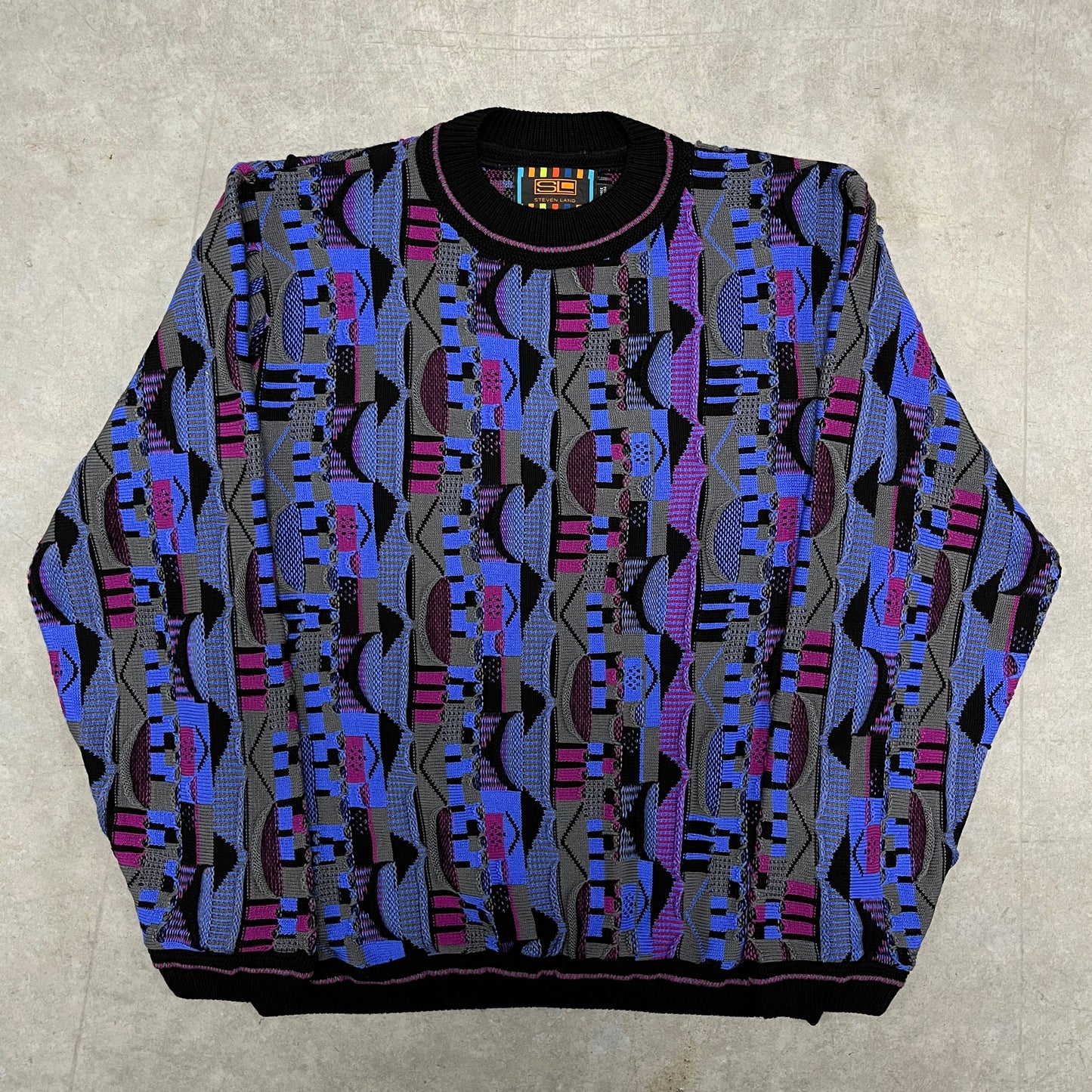 (L) 90s Steven Land Coogi Style Knit