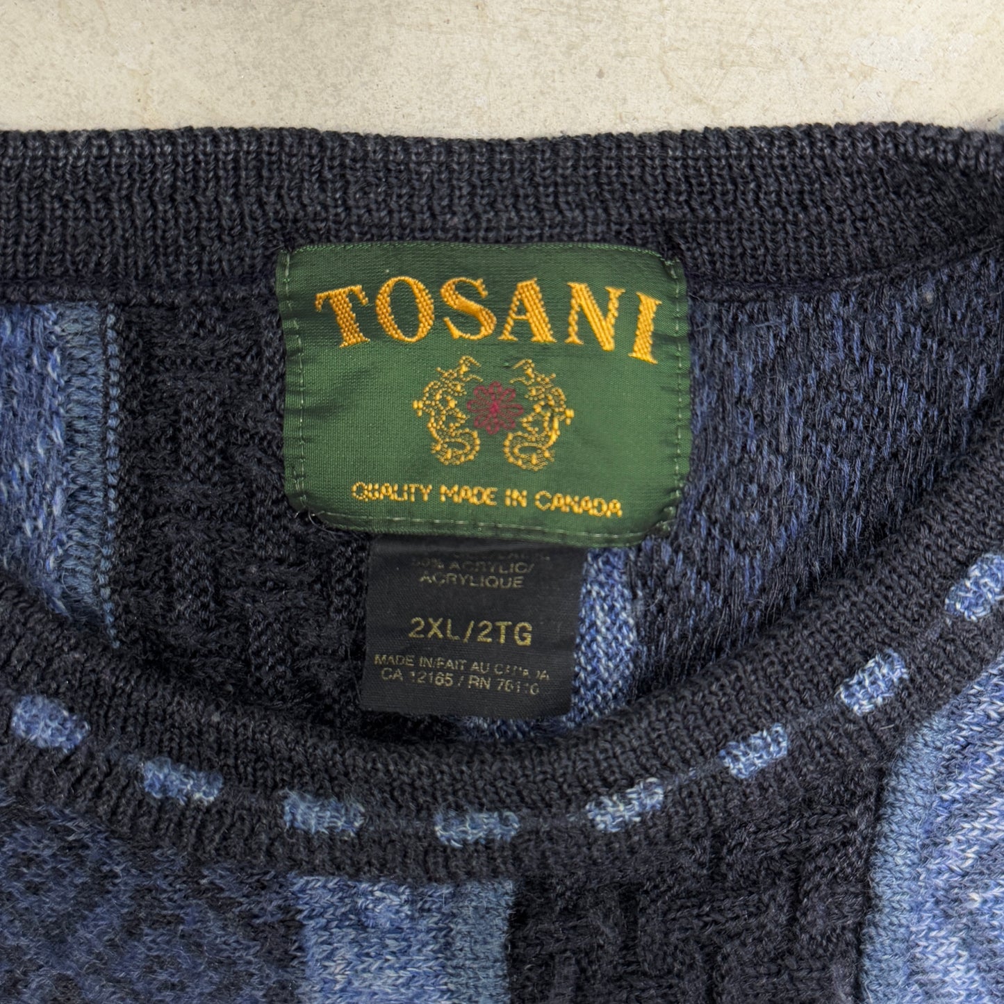 (2XL) 90s Tosani 3D Knit Coogi Style