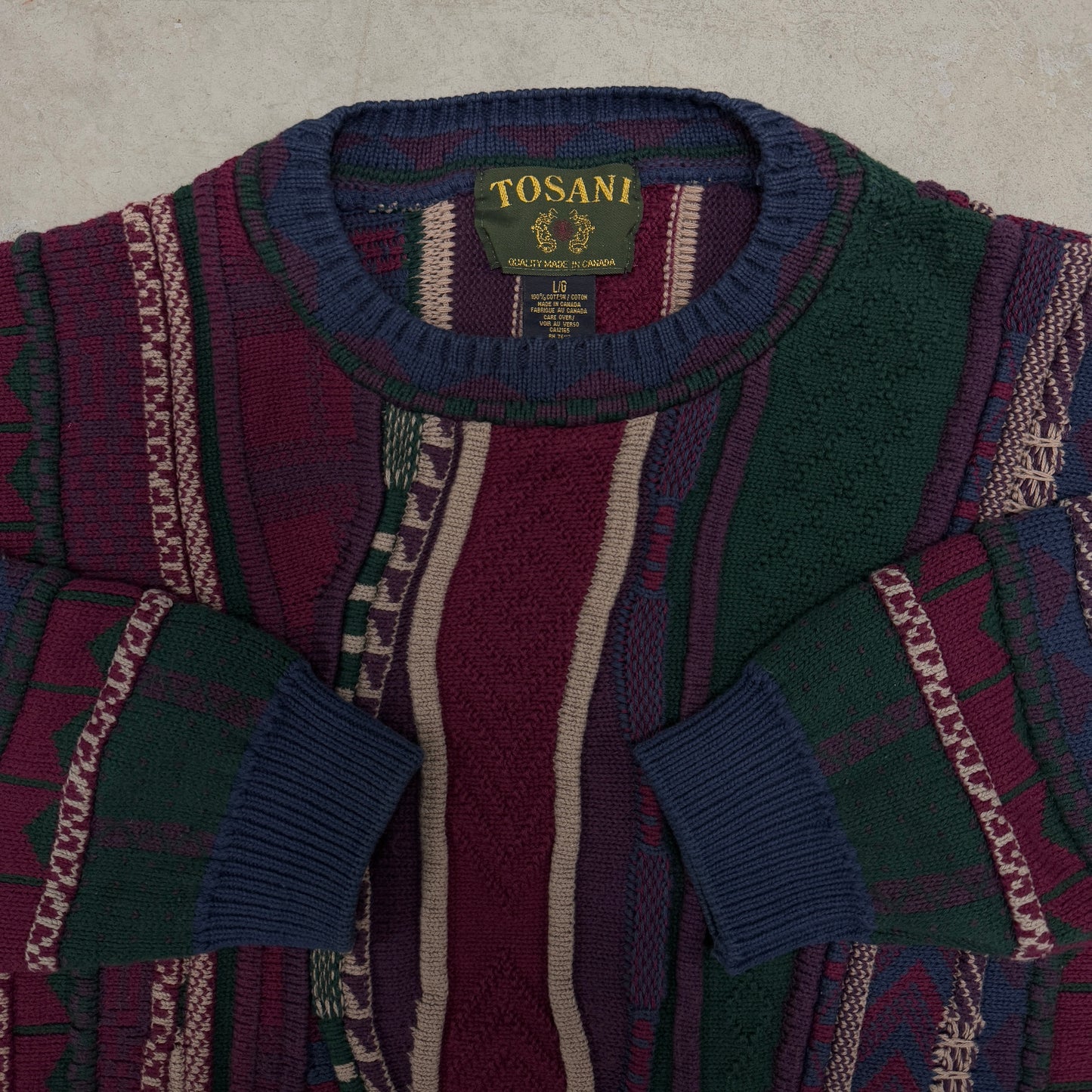 (L) 90s Tosani 3D Knit Coogi Style