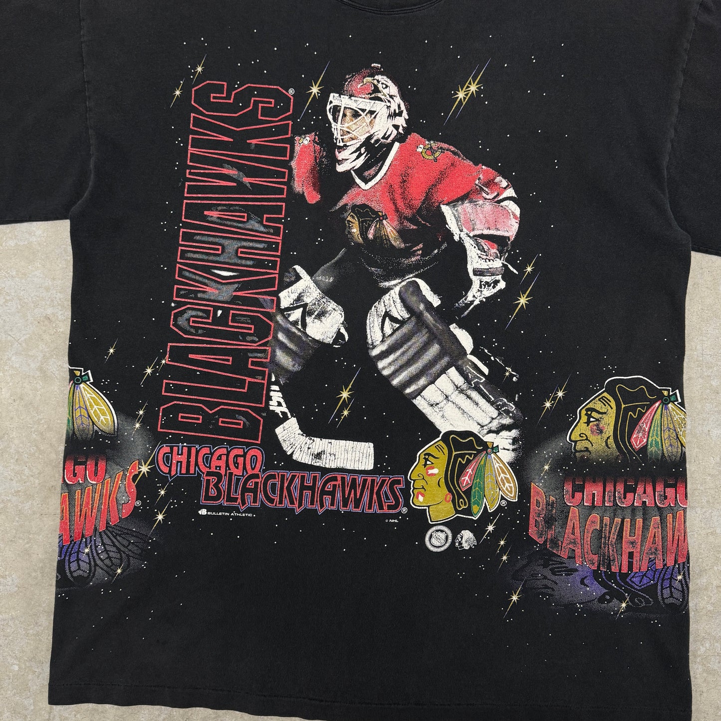 (XL) 90s Chicago Blackhawks Bulletin All Over Print Shirt