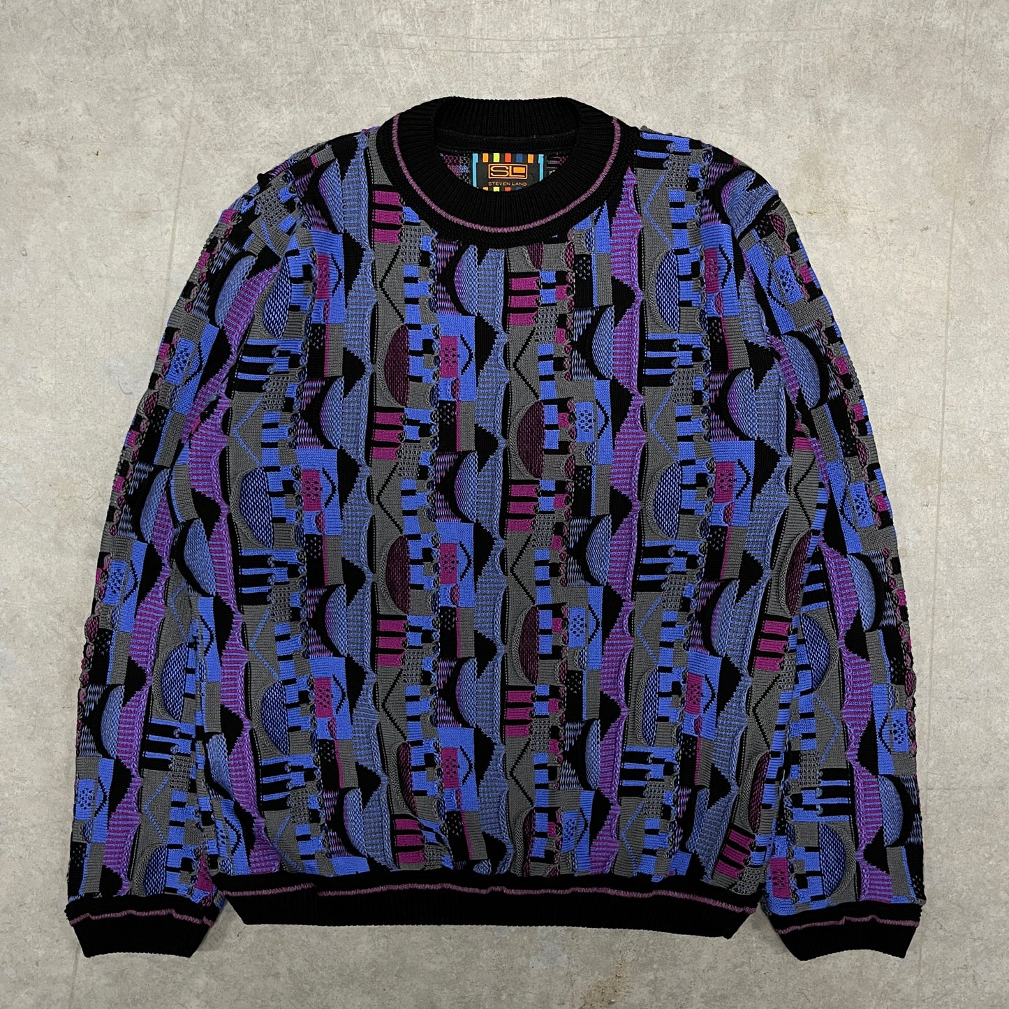 (L) 90s Steven Land Coogi Style Knit
