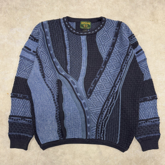 (2XL) 90s Tosani 3D Knit Coogi Style