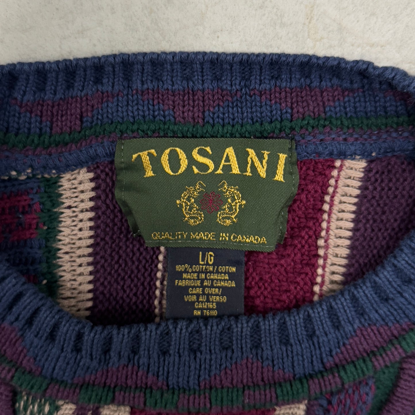 (L) 90s Tosani 3D Knit Coogi Style