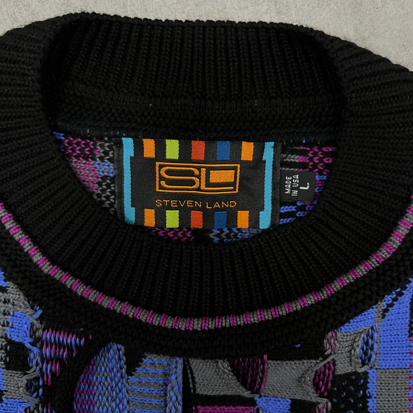 (L) 90s Steven Land Coogi Style Knit