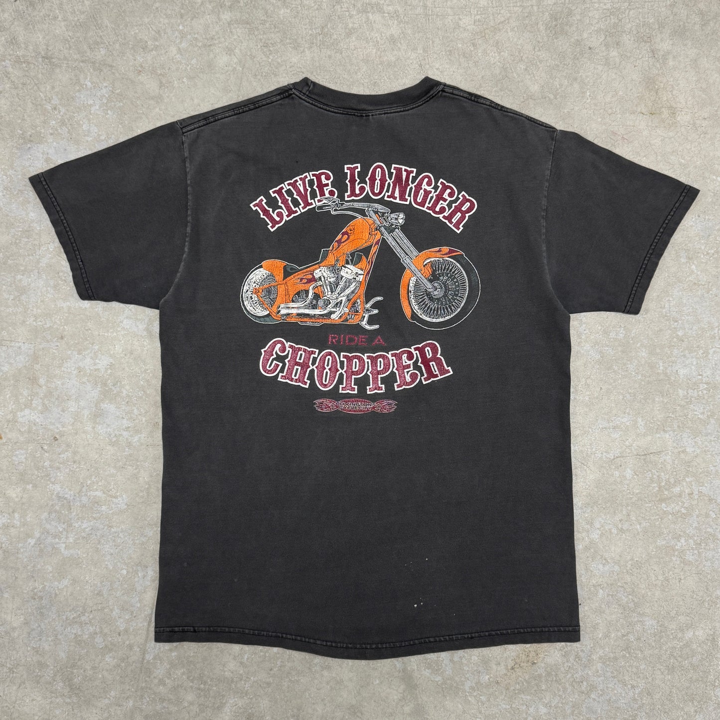 (M) Vintage Live Longer Ride A Chopper Shirt Fader