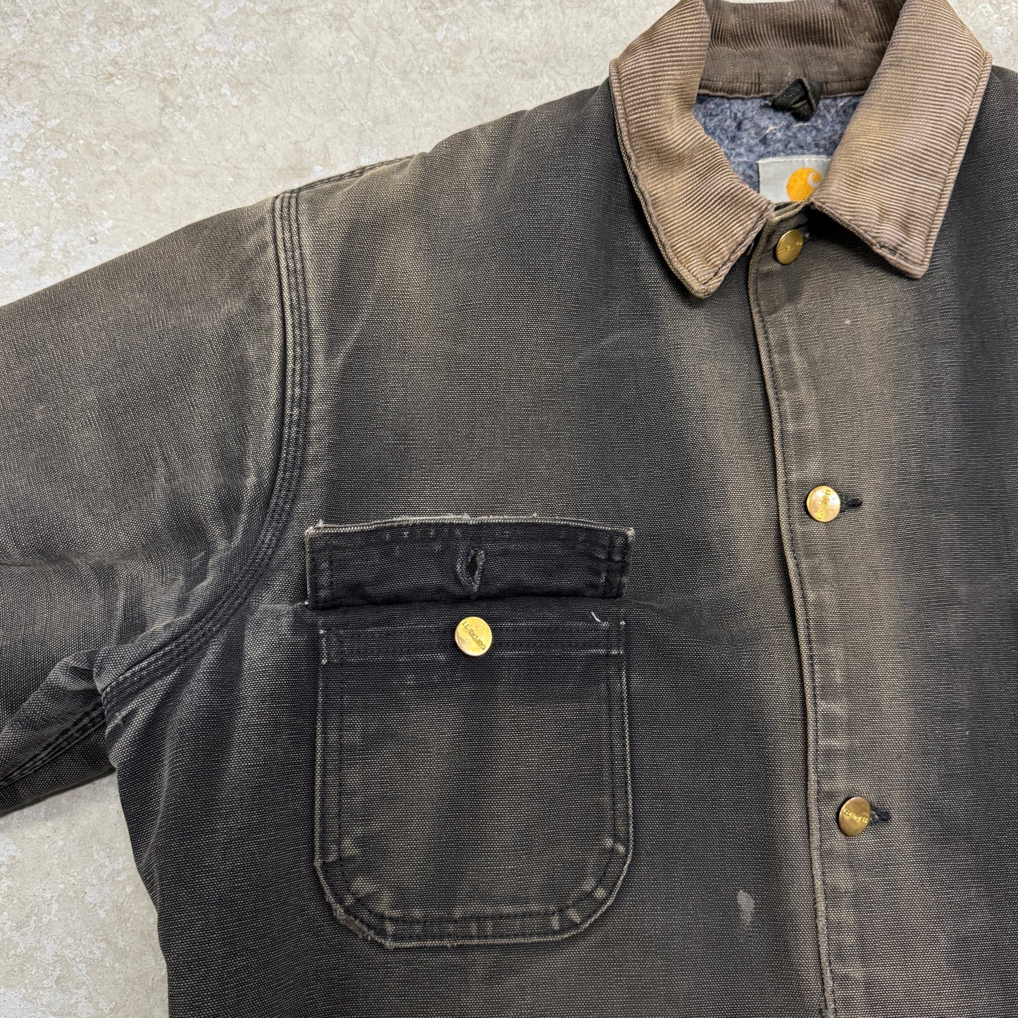 (L) Vintage Carhartt Chore Jacket Faded Black