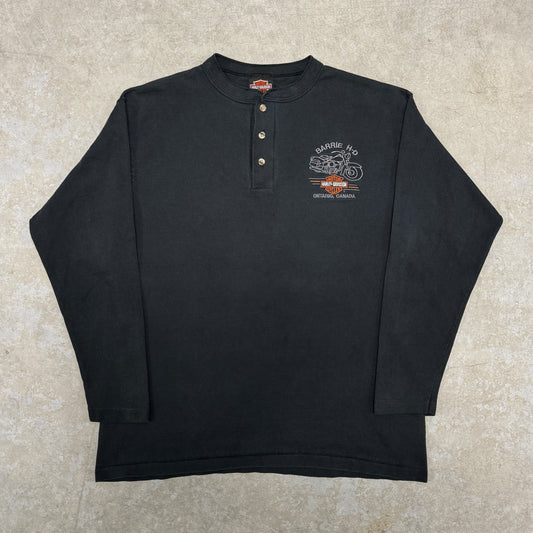 (M) 90s Harley Davidson Henley Longsleeve