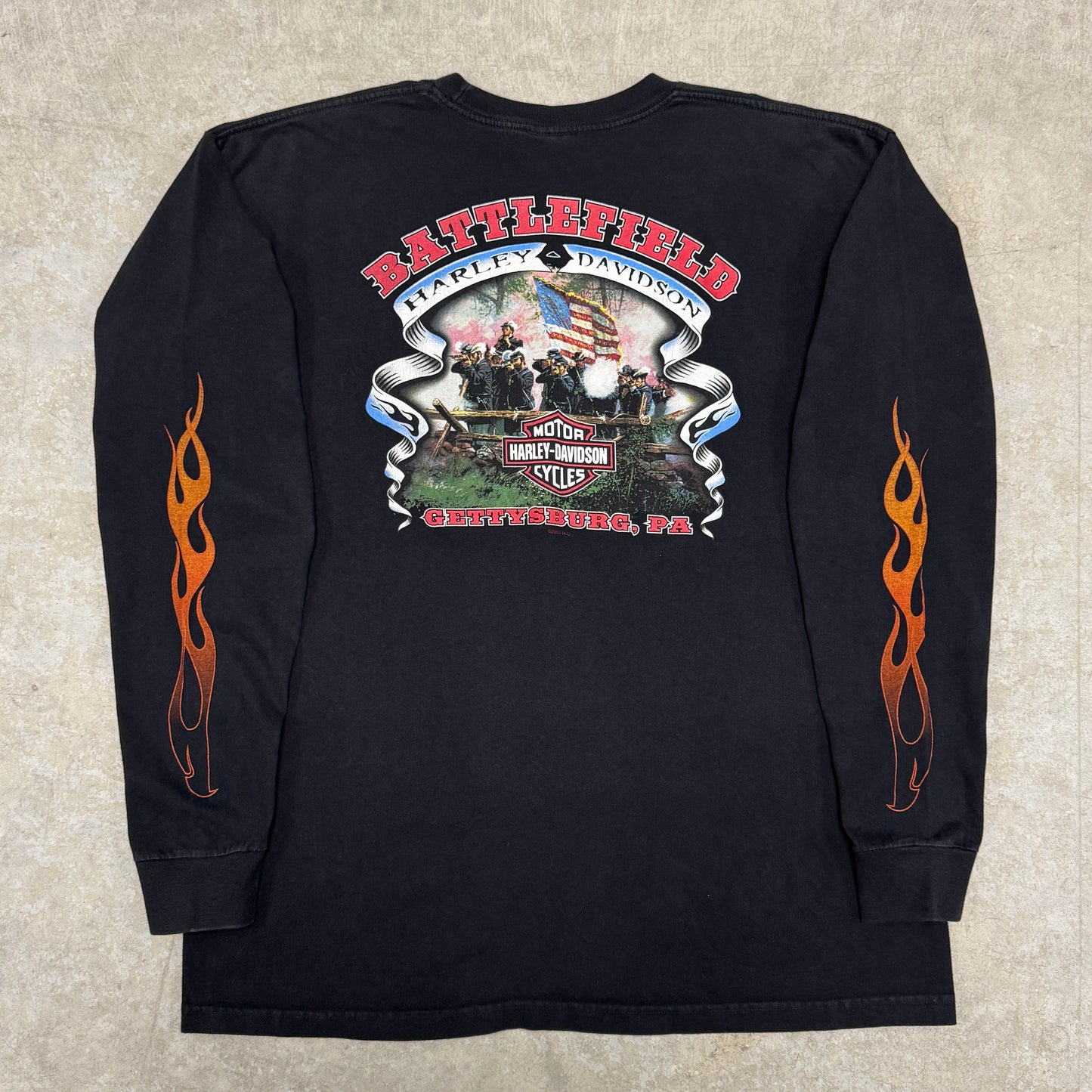 (2XL) Vintage Harley Davidson Flame Longsleeve
