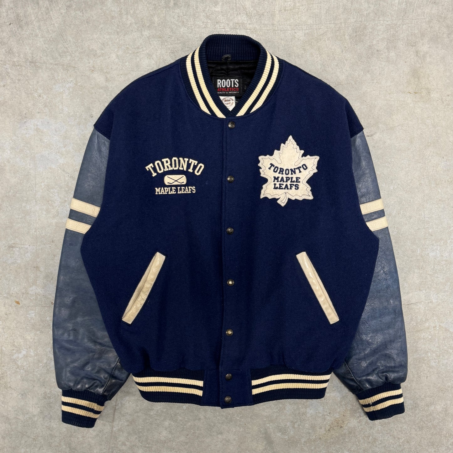 (L) Vintage Toronto Maple Leafs Roots Varsity Jacket