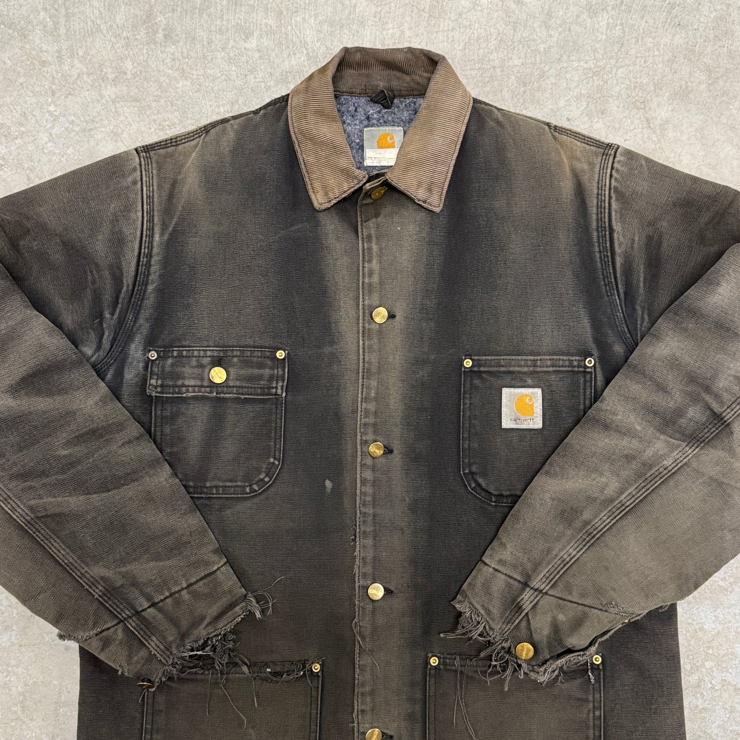 (L) Vintage Carhartt Chore Jacket Faded Black