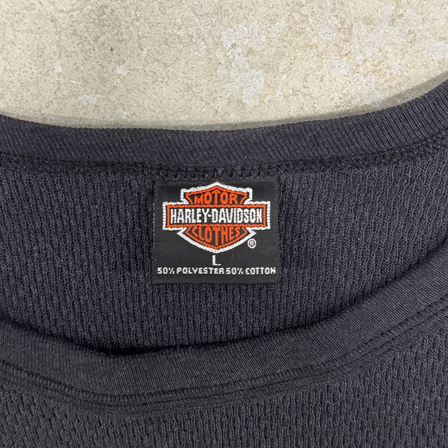 (M/L) 90s Harley Davidson Flame Sleeve Thermal