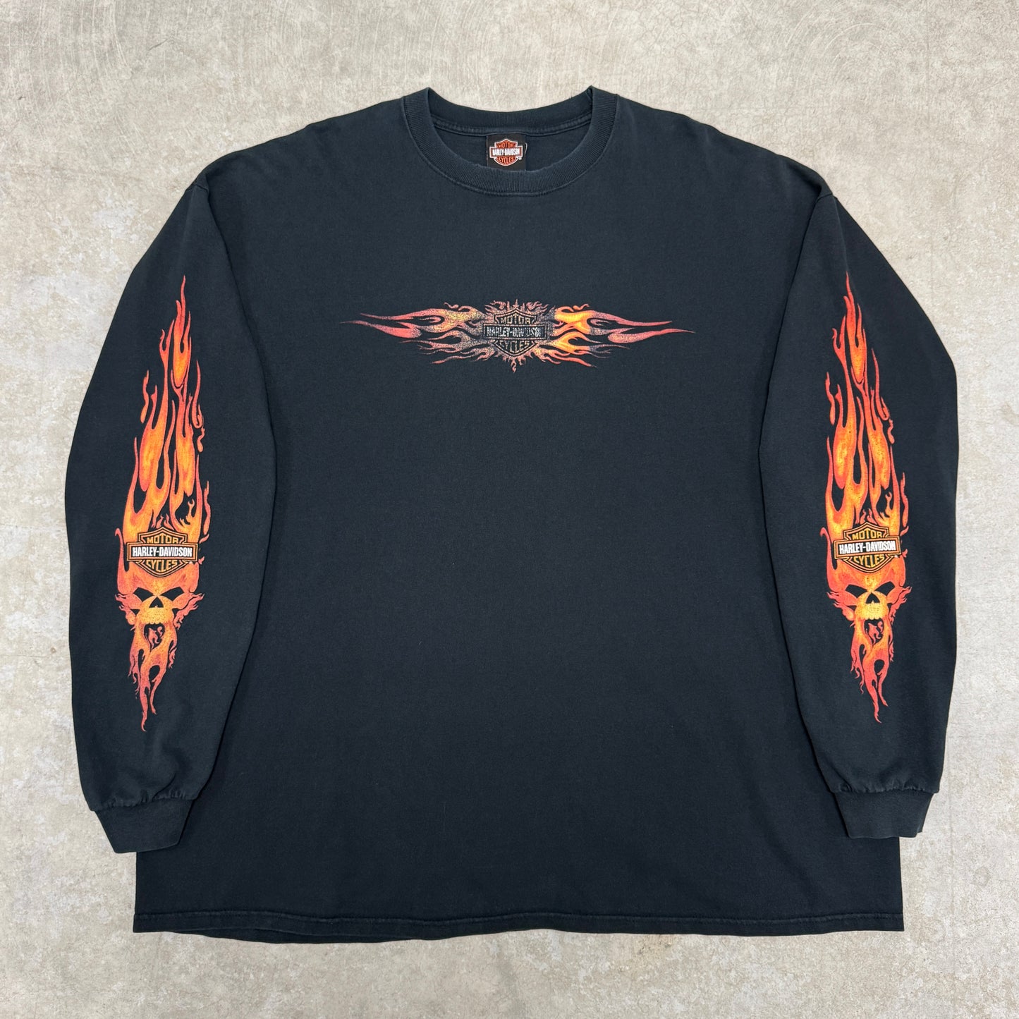 (3XL) Vintage Harley Davidson Flame Skull Longsleeve
