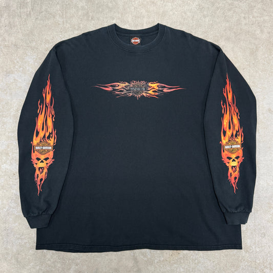 (3XL) Vintage Harley Davidson Flame Skull Longsleeve