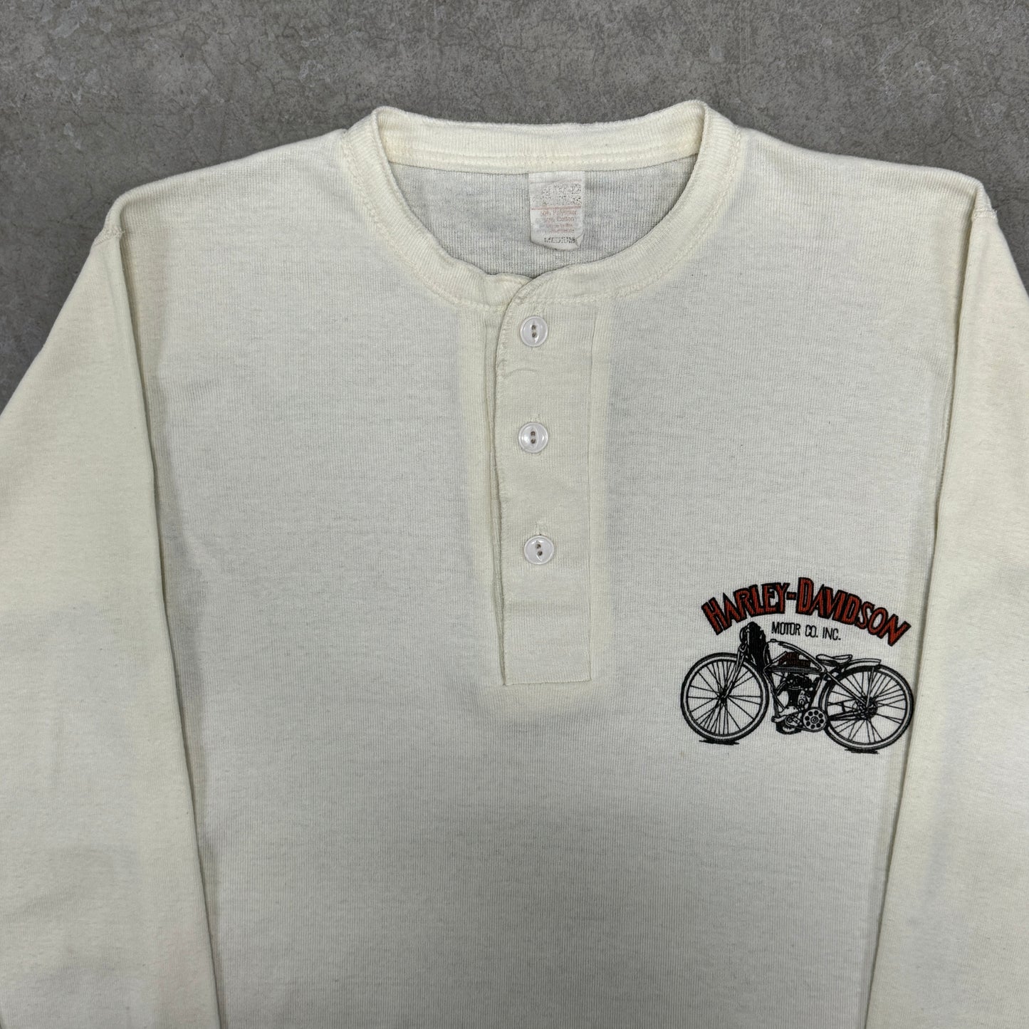 (S/M) 70s Harley Davidson Henley Longsleeve