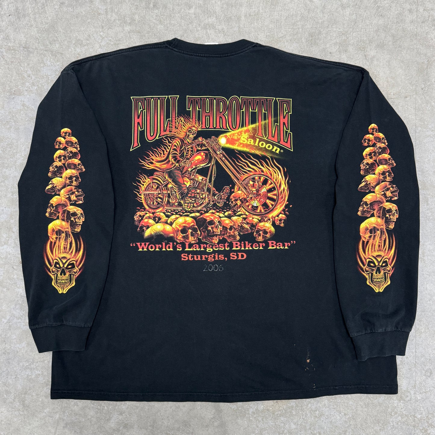 (3XL) 2006 Full Throttle Saloon Flame Skull Longsleeve