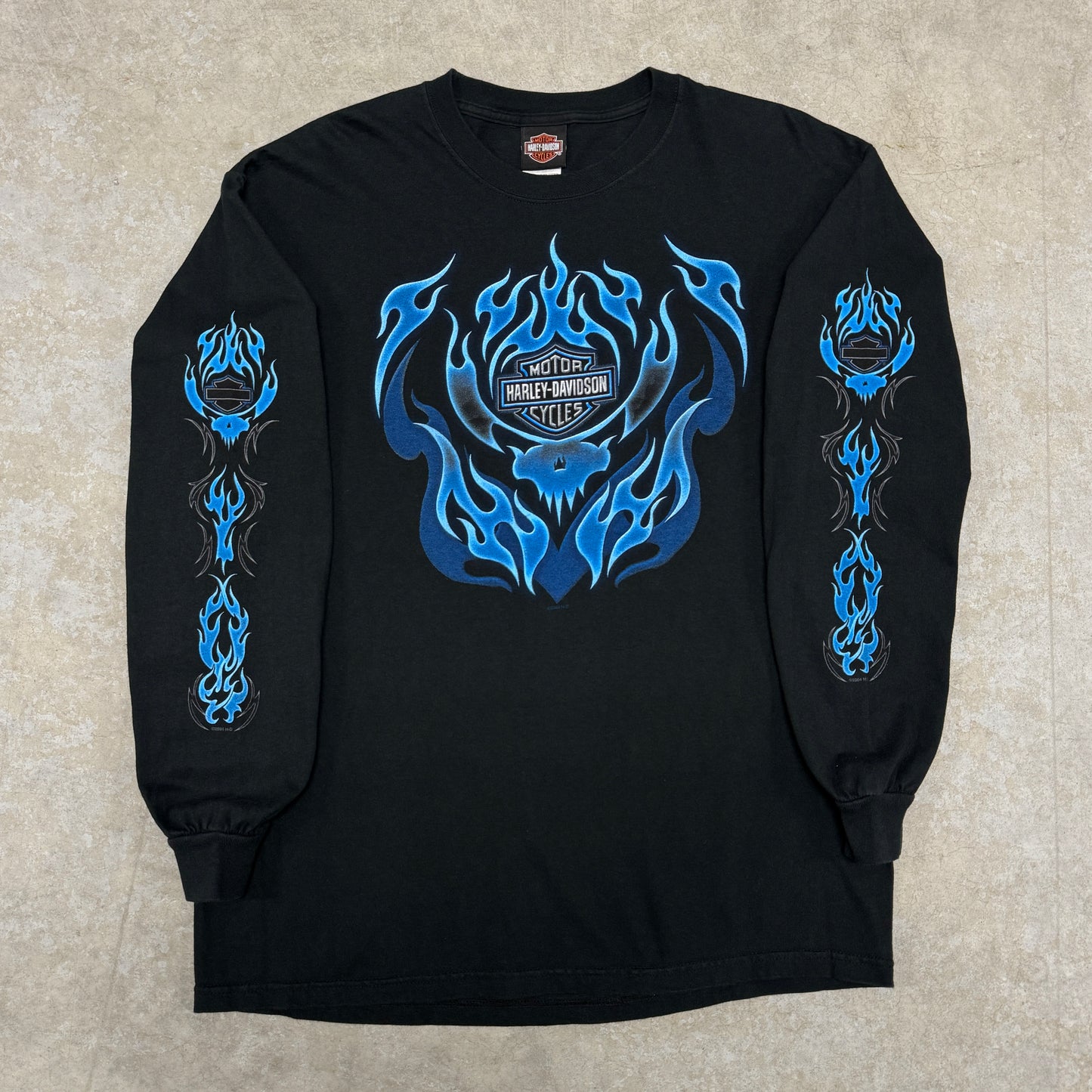 (L) Vintage Harley Davidson Blue Flame Longsleeve