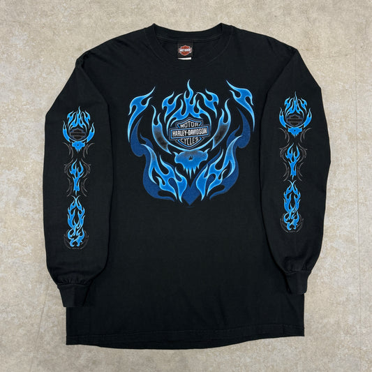 (L) Vintage Harley Davidson Blue Flame Longsleeve
