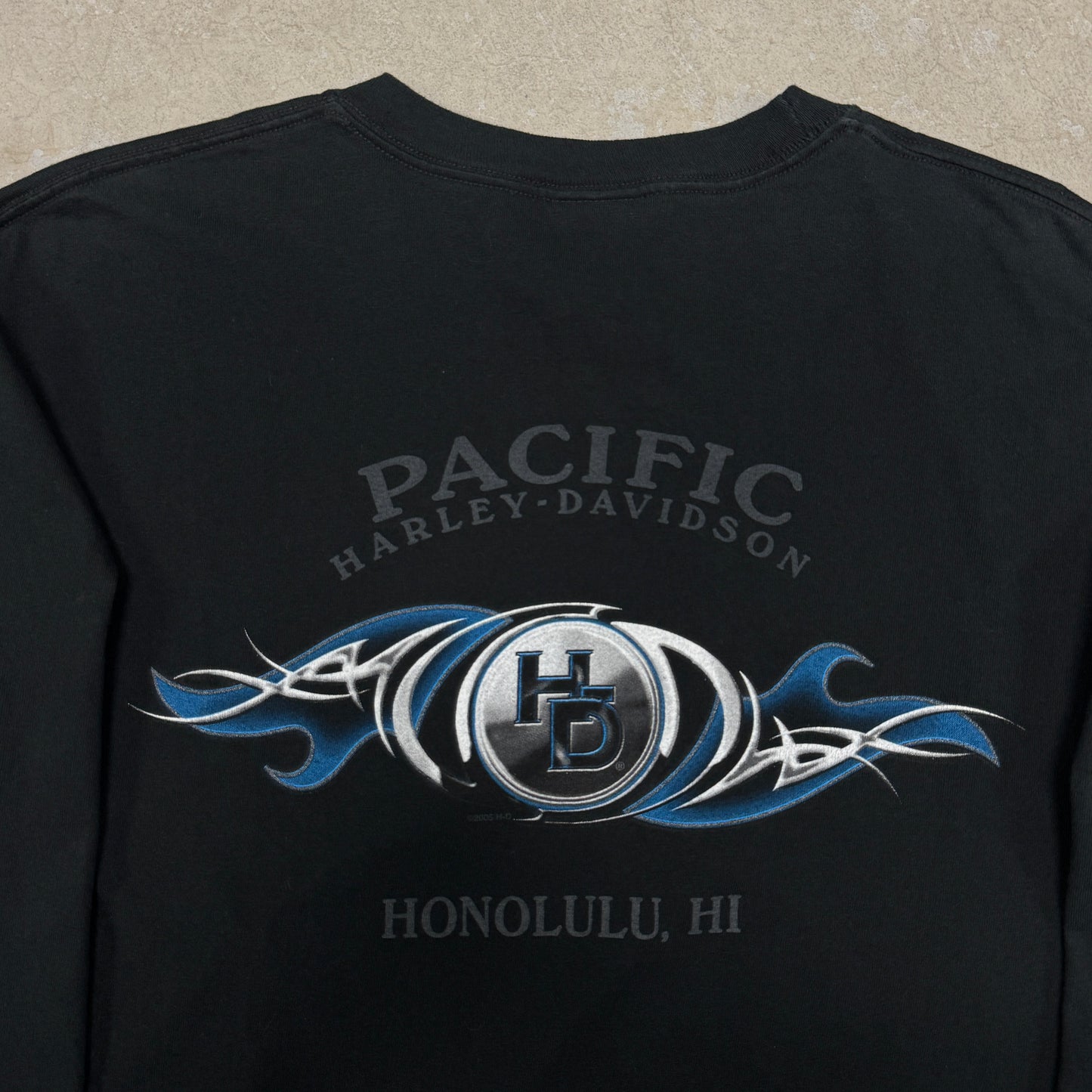 (L) Vintage Harley Davidson Blue Flame Longsleeve