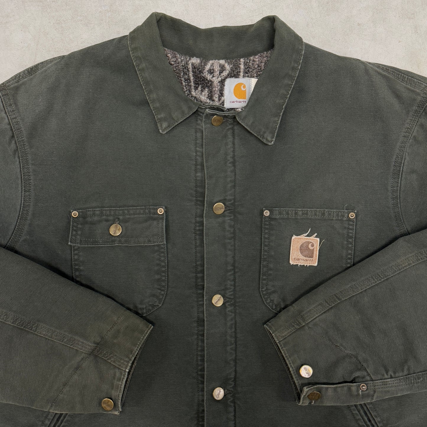 (XL) 90s Carhartt Chore Detroit Aztec Jacket