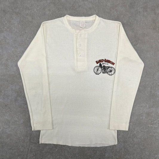 (S/M) 70s Harley Davidson Henley Longsleeve