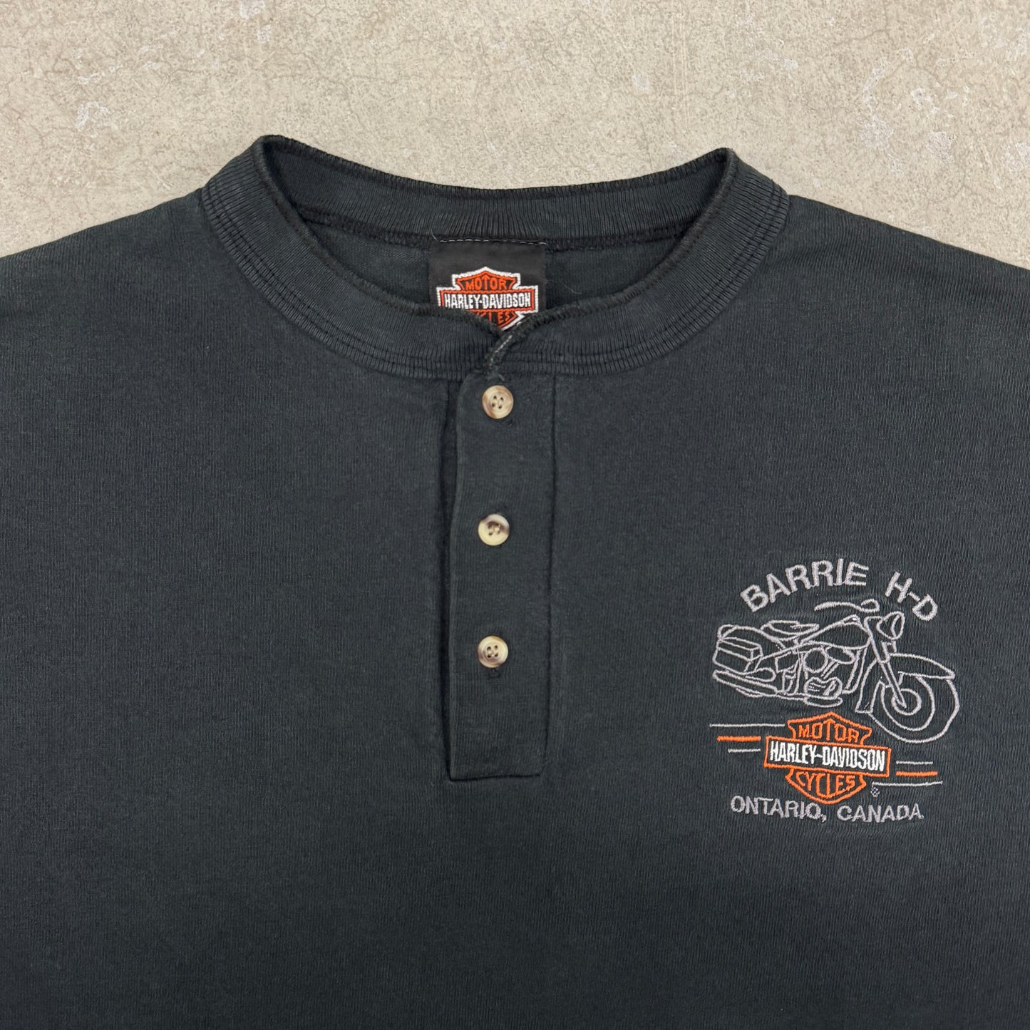 (M) 90s Harley Davidson Henley Longsleeve