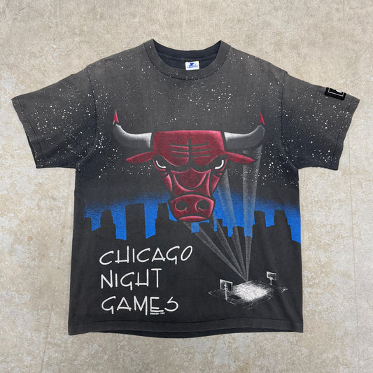 (M) 90s Chicago Bulls Night Games All Over Print Shirt