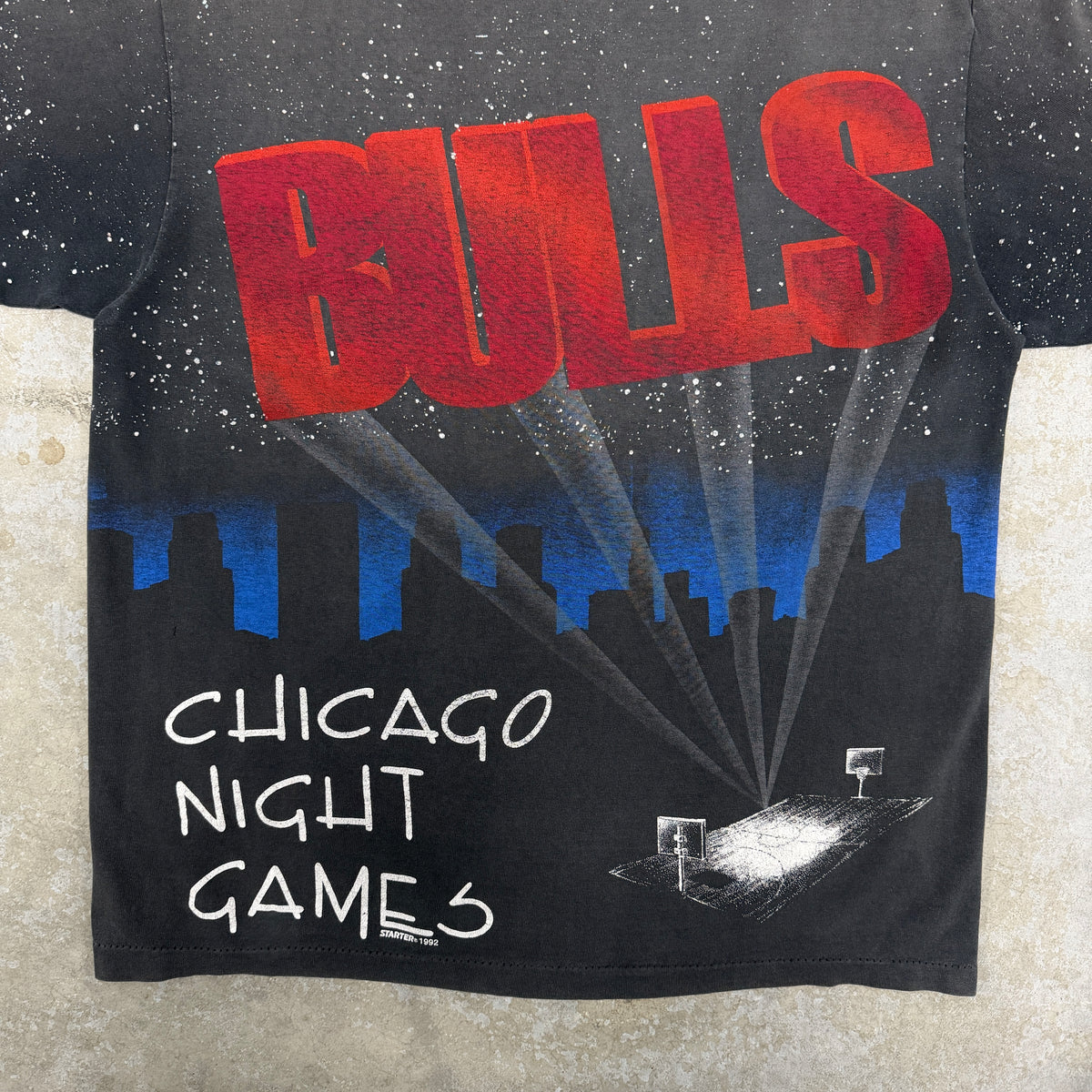 (M) 90s Chicago Bulls Night Games All Over Print Shirt