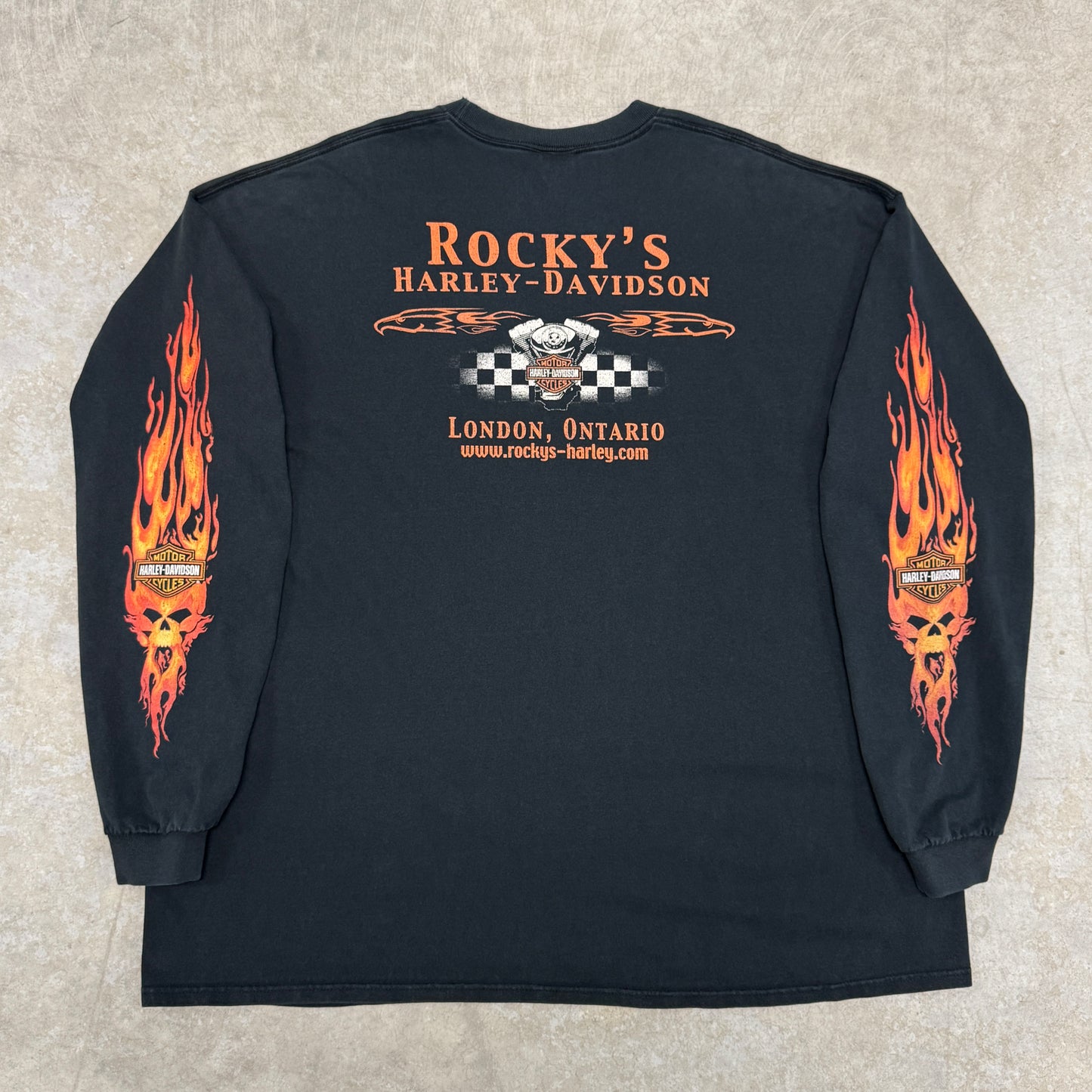 (3XL) Vintage Harley Davidson Flame Skull Longsleeve