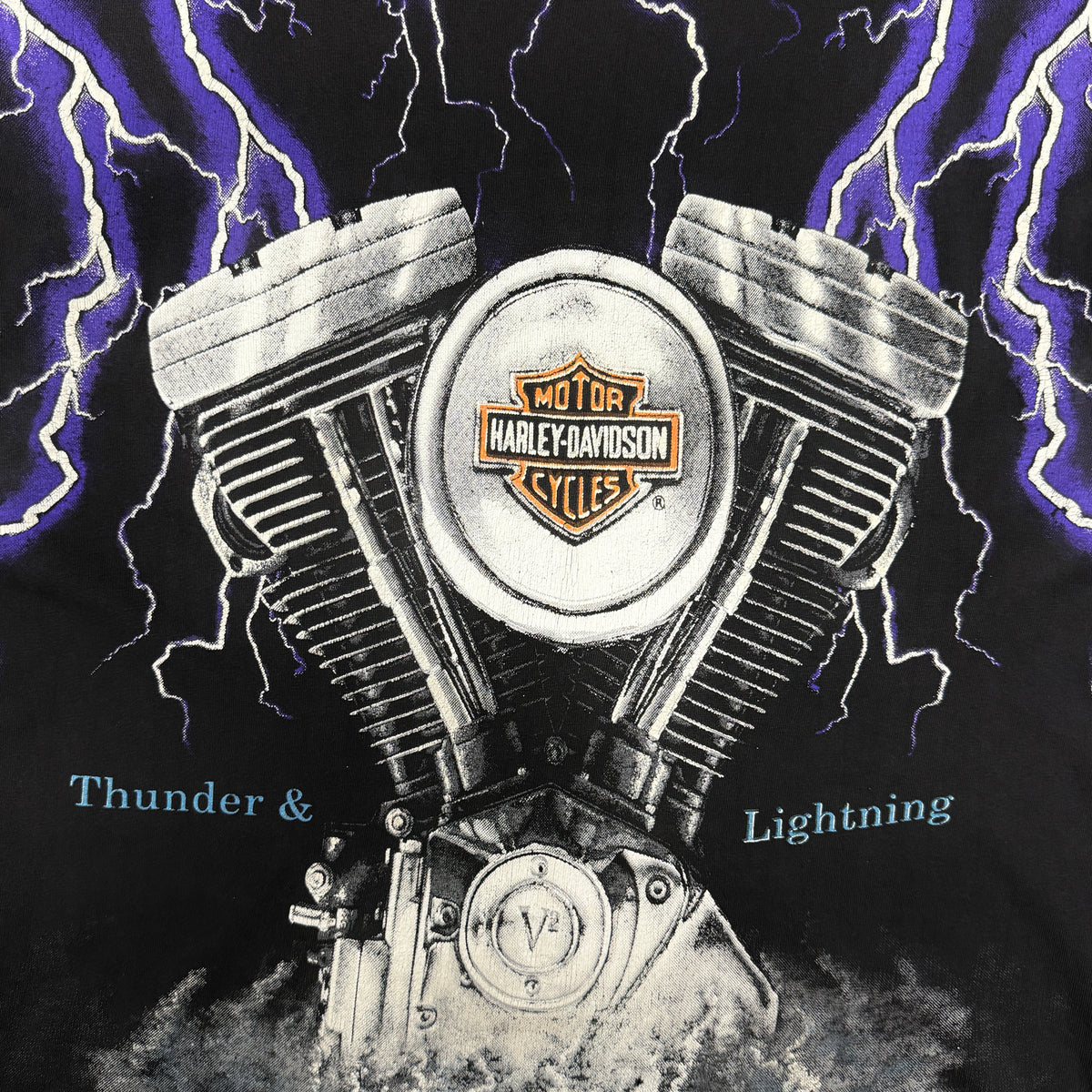 (M) Vintage Harley Davidson Thunder & Lightning Shirt
