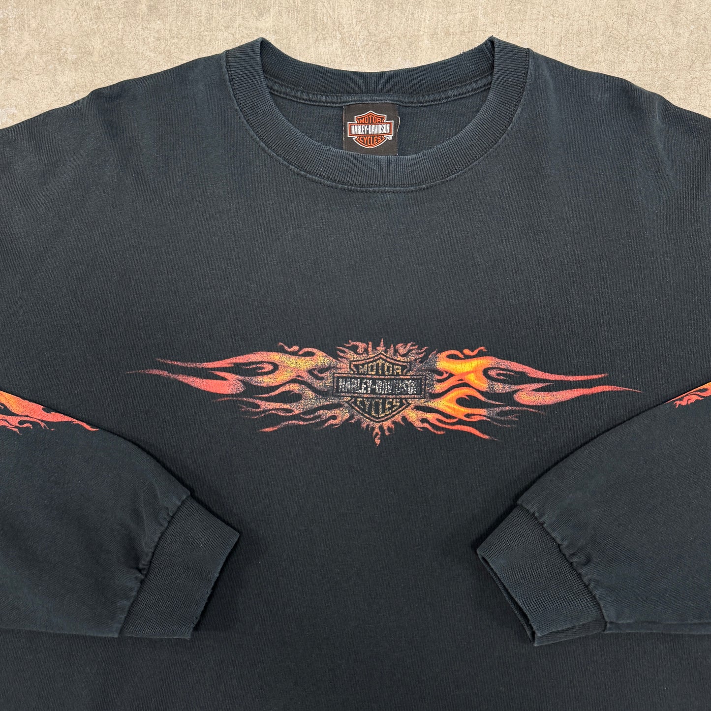 (3XL) Vintage Harley Davidson Flame Skull Longsleeve