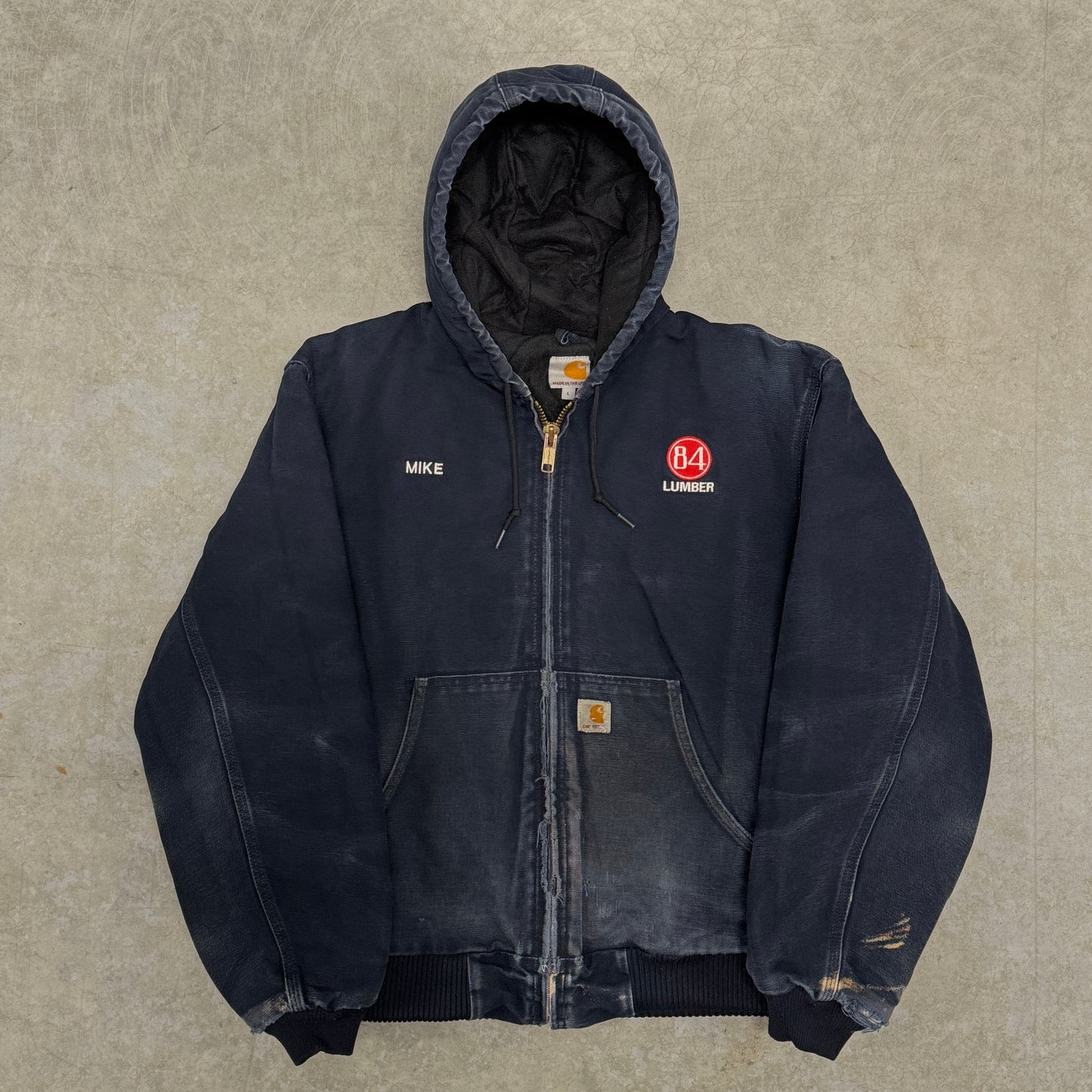 (L) Faded & Distressed Carhartt Active Jacket Blue