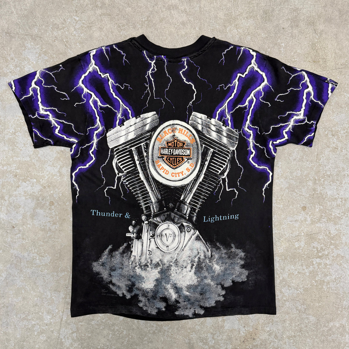 (M) Vintage Harley Davidson Thunder & Lightning Shirt