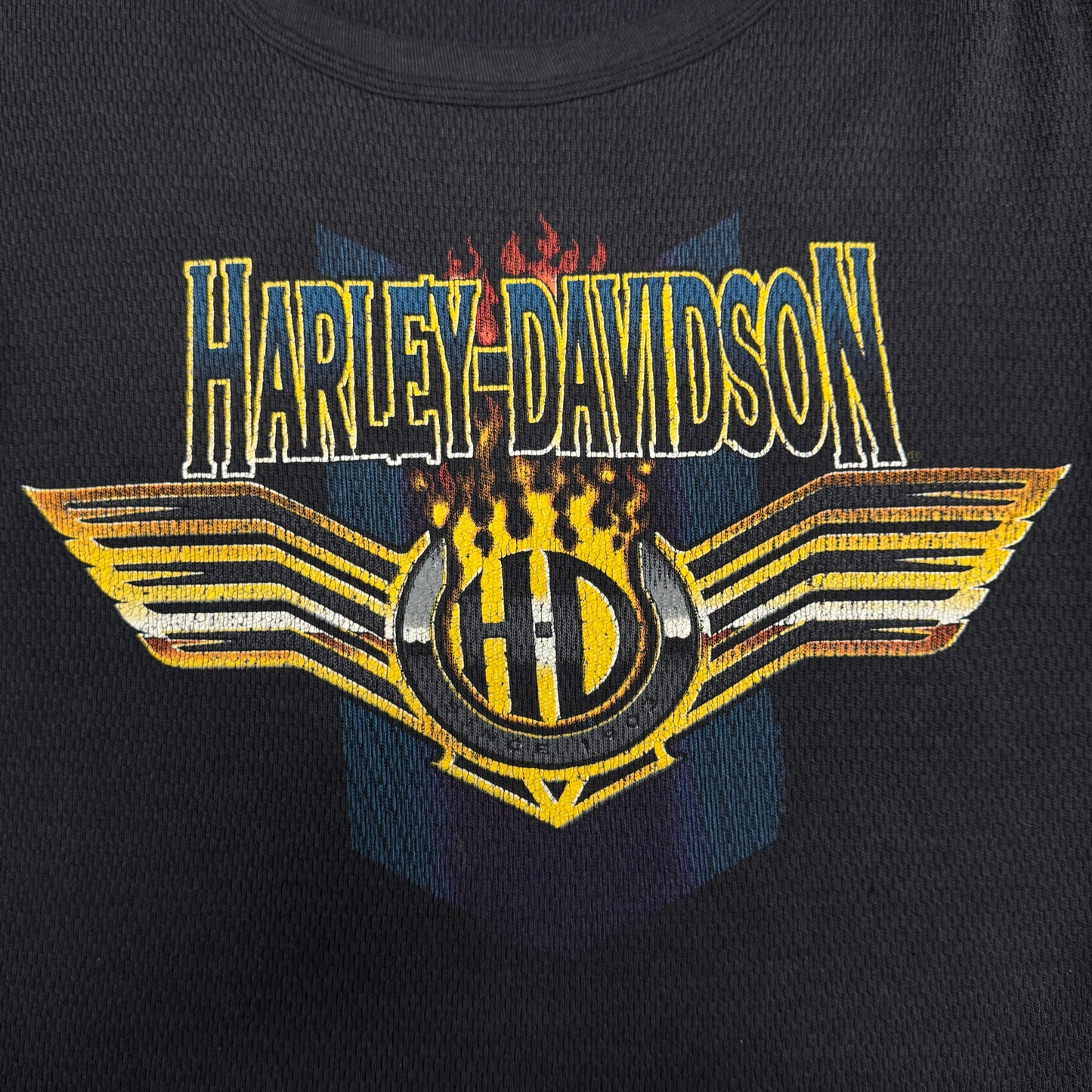 (M/L) 90s Harley Davidson Flame Sleeve Thermal
