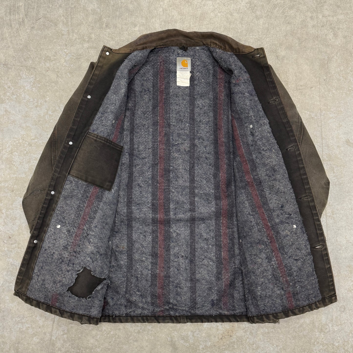 (L) Vintage Carhartt Chore Jacket Faded Black