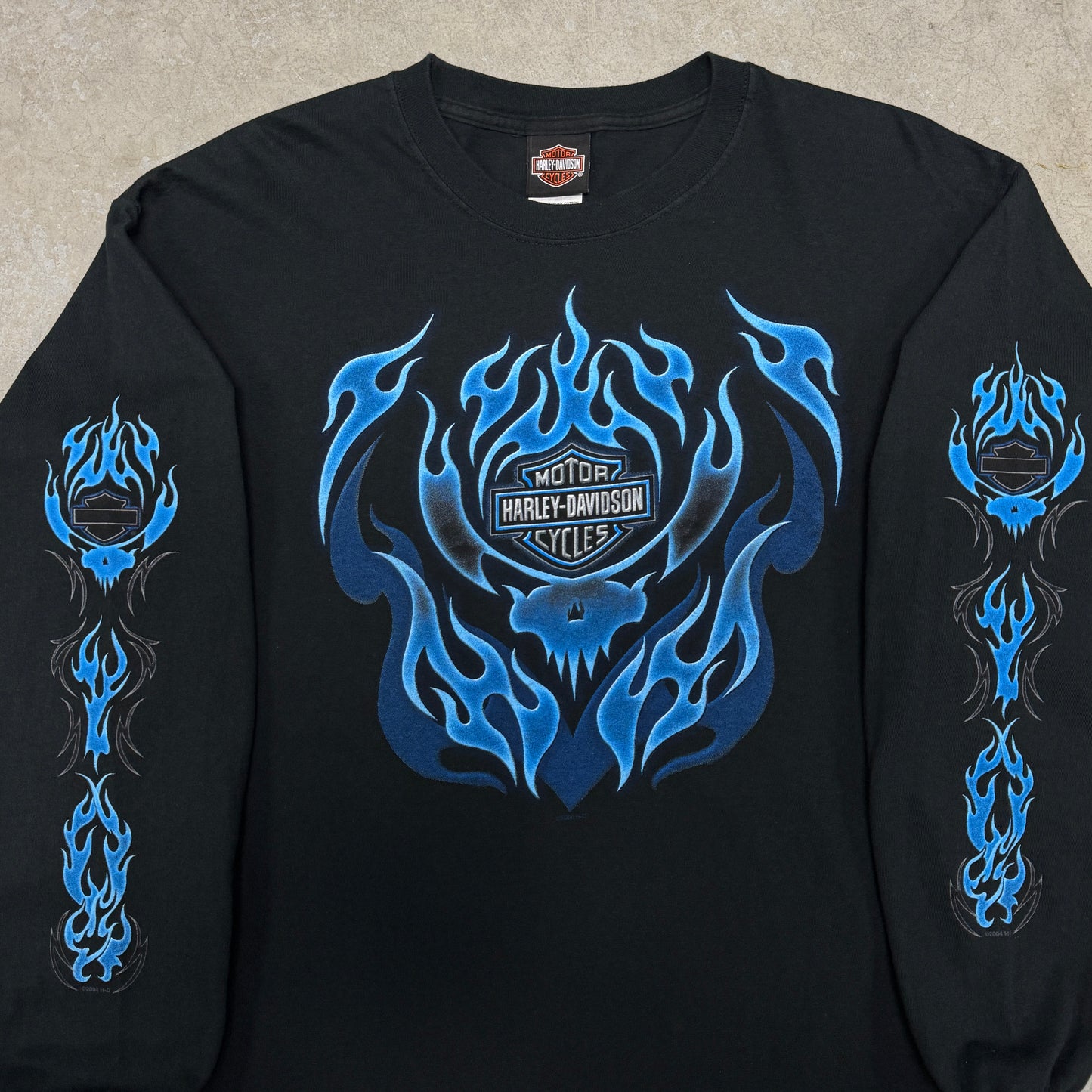 (L) Vintage Harley Davidson Blue Flame Longsleeve