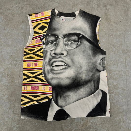 (L) Vintage Malcom X All Over Print Shirt