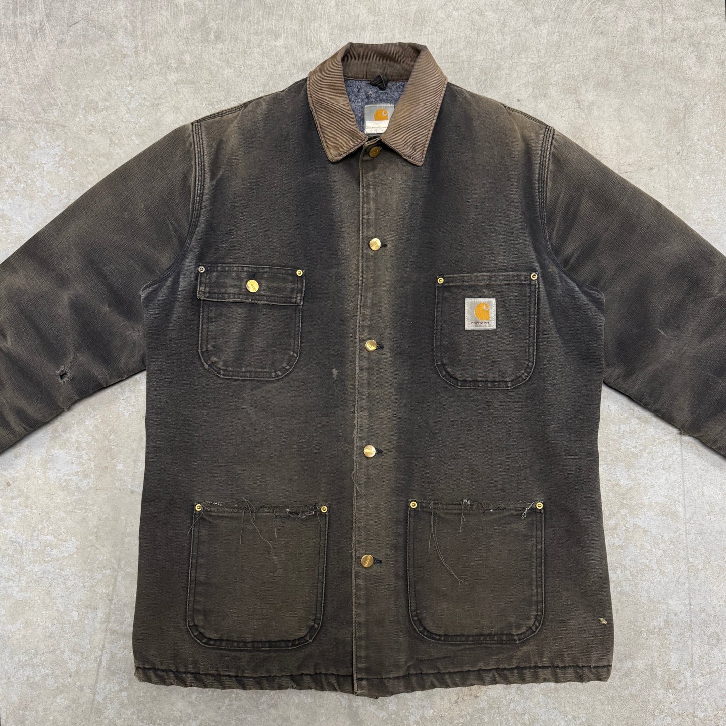 (L) Vintage Carhartt Chore Jacket Faded Black