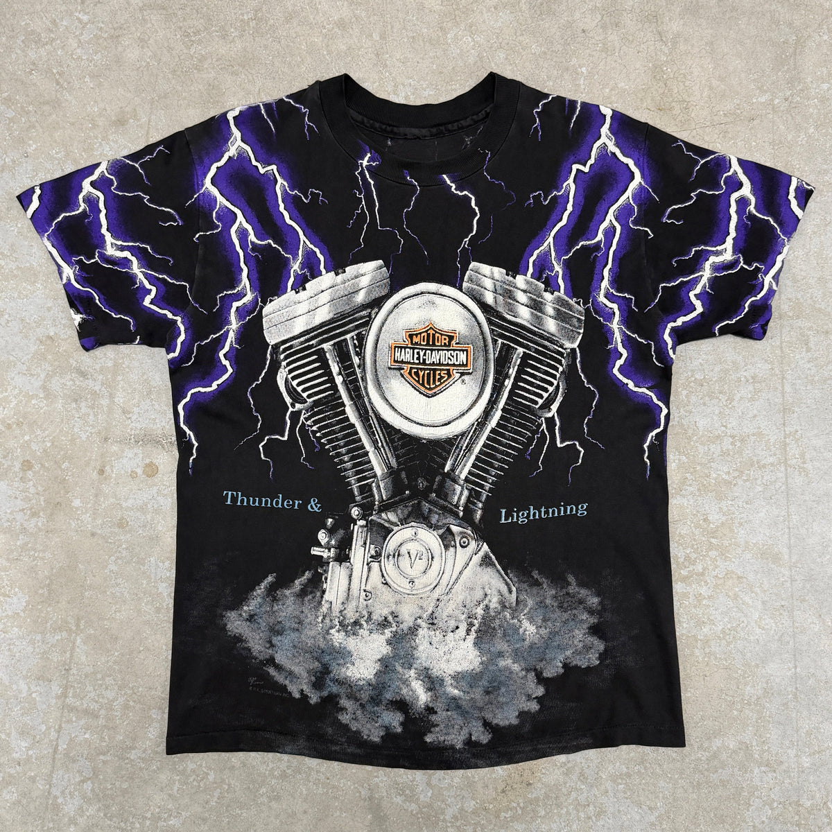 (M) Vintage Harley Davidson Thunder & Lightning Shirt