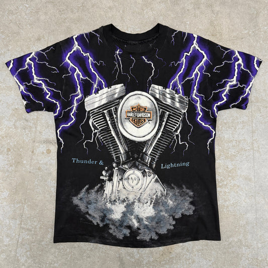 (M) Vintage Harley Davidson Thunder & Lightning Shirt