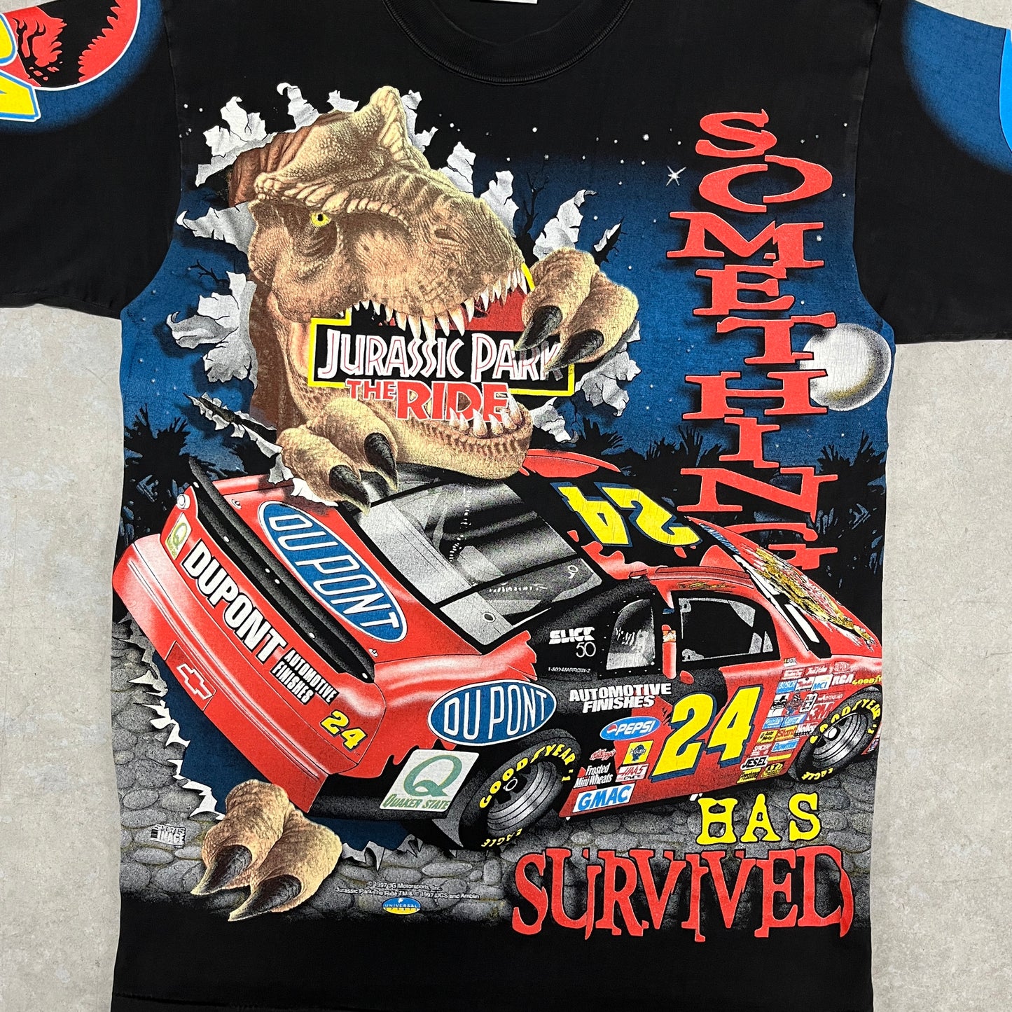(L) Vintage Jurassic Park Nascar All Over Print Shirt