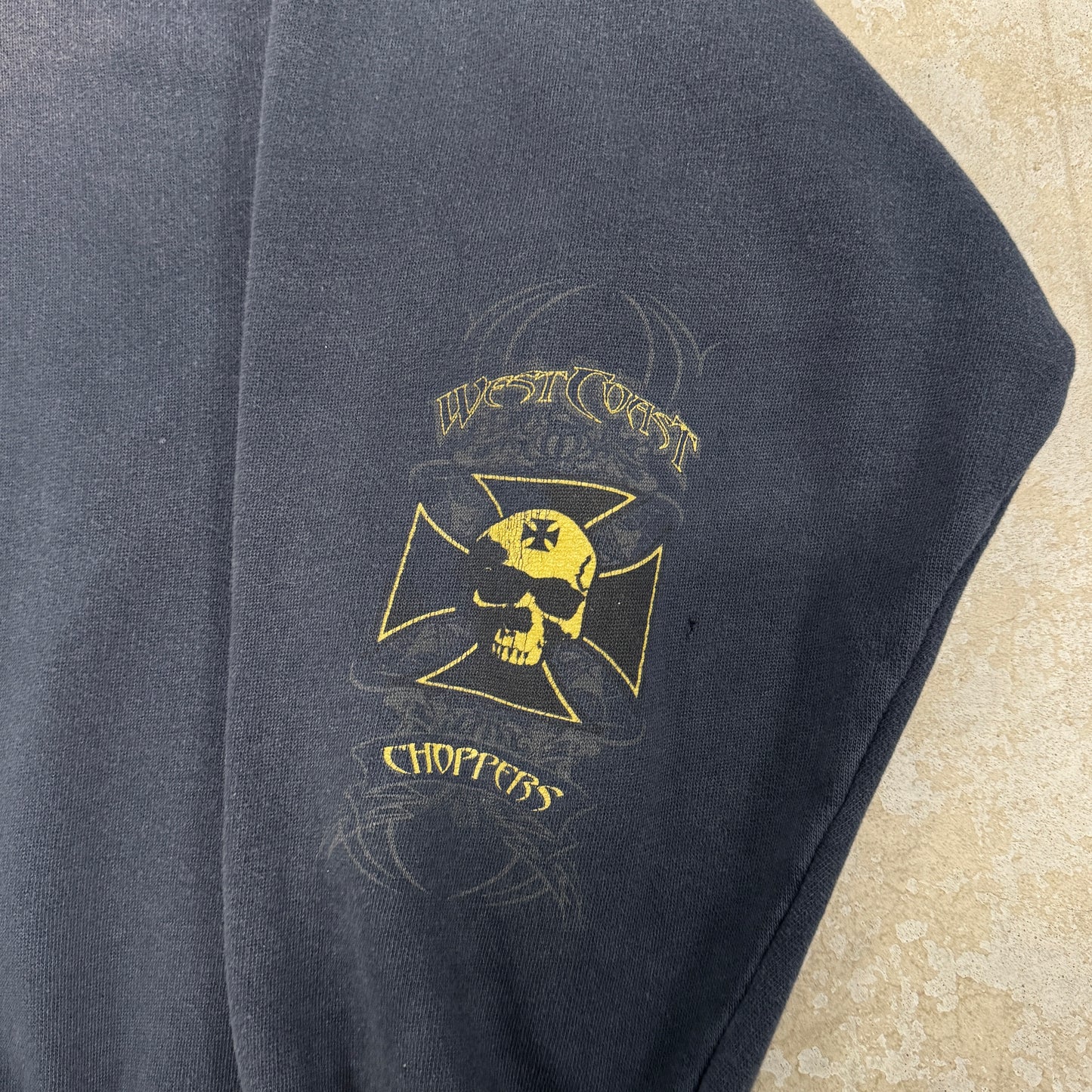 (XL) Vintage West Coast Choppers Hoodie Faded Blue