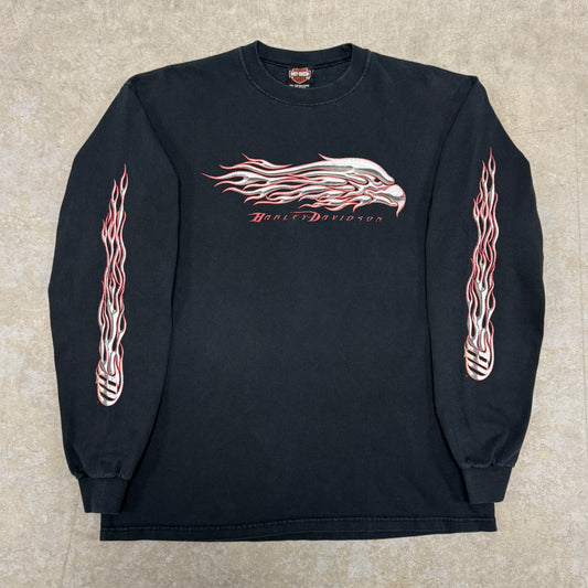 (L) Vintage Harley Davidson Eagle Flame Longsleeve